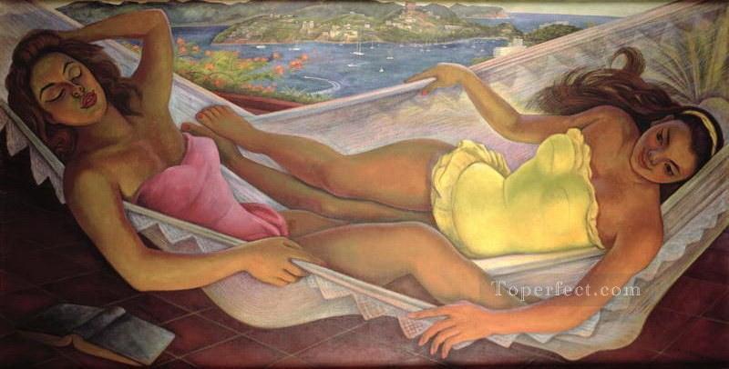 the hammock 1956 Diego Rivera Oil Paintings